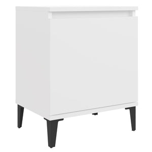 Κομοδίνα Λευκά 40 x 30 x 50 εκ. με Μεταλλικά Πόδια - Pakobazaar