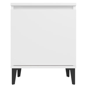 Κομοδίνα Λευκά 40 x 30 x 50 εκ. με Μεταλλικά Πόδια - Pakobazaar