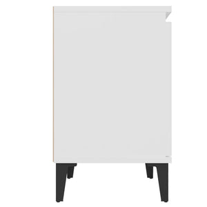 Κομοδίνα Λευκά 40 x 30 x 50 εκ. με Μεταλλικά Πόδια - Pakobazaar