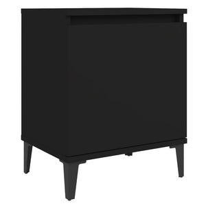 Κομοδίνα Μαύρα 40 x 30 x 50 εκ. με Μεταλλικά Πόδια
