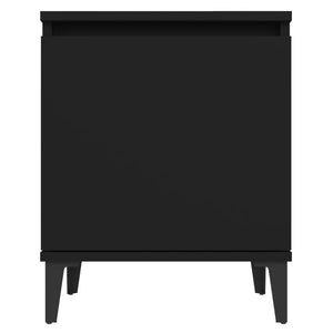 Κομοδίνα Μαύρα 40 x 30 x 50 εκ. με Μεταλλικά Πόδια