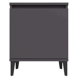 Κομοδίνο Γκρι 40 x 30 x 50 εκ. με Μεταλλικά Πόδια
