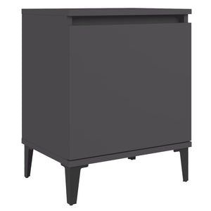 Κομοδίνα Γκρι 40 x 30 x 50 εκ. με Μεταλλικά Πόδια