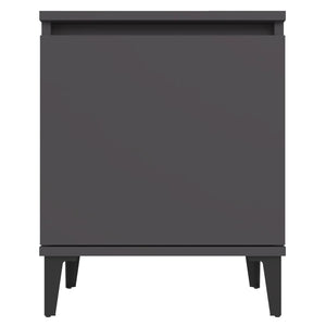 Κομοδίνα Γκρι 40 x 30 x 50 εκ. με Μεταλλικά Πόδια