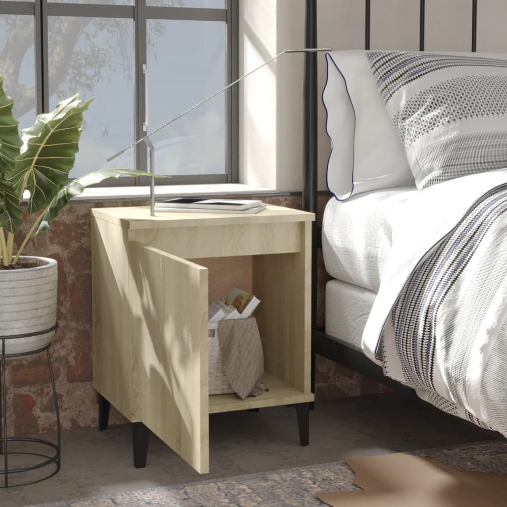 Κομοδίνα Sonoma Δρυς 40 x 30 x 50 εκ. με Μεταλλικά Πόδια - Pakobazaar