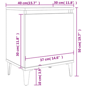 Κομοδίνο Γκρι Σκυροδέματος 40 x 30 x 50 εκ. με Μεταλλικά Πόδια