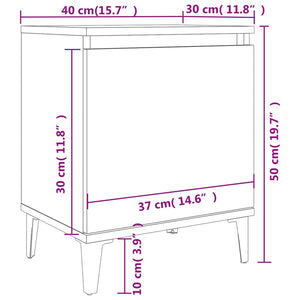 Κομοδίνο Sonoma Δρυς & Λευκό 40 x 30 x 50 εκ με Μεταλλικά Πόδια