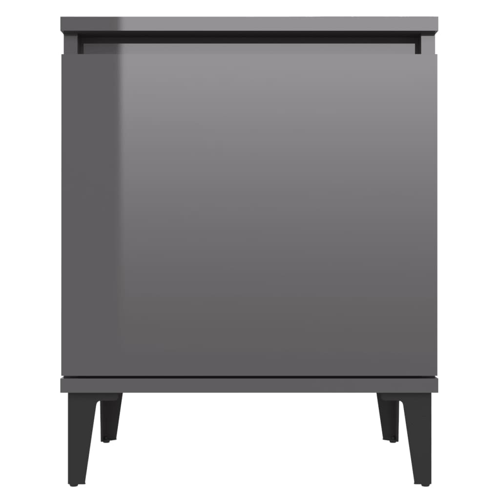 Κομοδίνο Γυαλιστερό Γκρι 40 x 30 x 50 εκ. με Μεταλλικά Πόδια - Pakobazaar