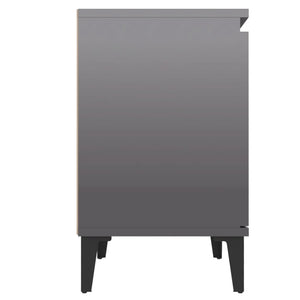 Κομοδίνο Γυαλιστερό Γκρι 40 x 30 x 50 εκ. με Μεταλλικά Πόδια - Pakobazaar