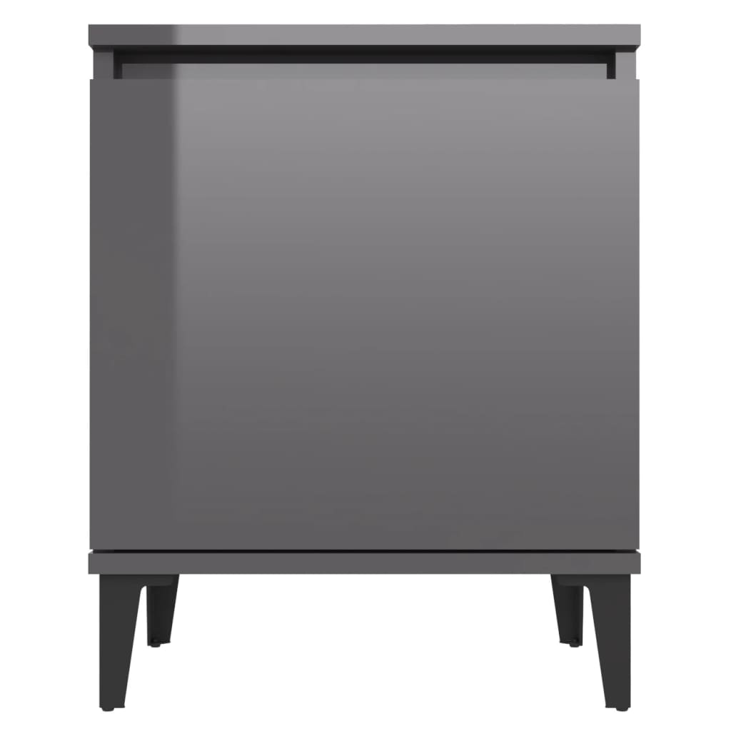 Κομοδίνα Γυαλιστερό Γκρι 40 x 30 x 50 εκ. με Μεταλλικά Πόδια - Pakobazaar