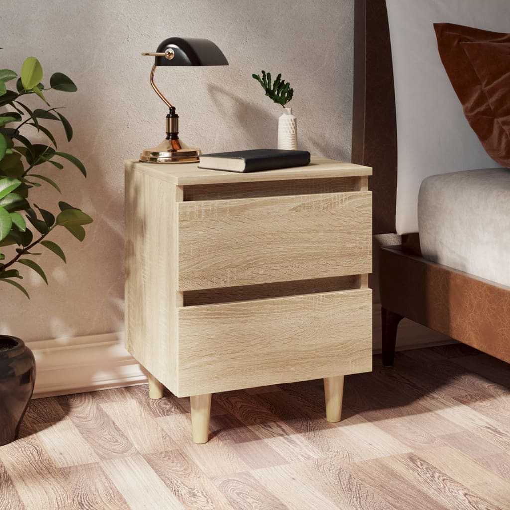 Κομοδίνα 2 τεμ. Sonoma Δρυς 40x35x50εκ. Πόδια από Ξύλο Πεύκου