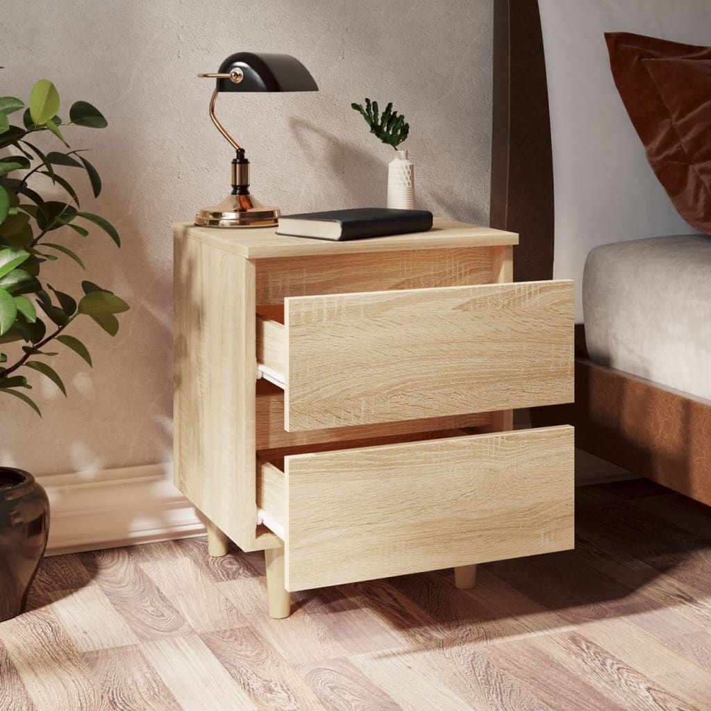 Κομοδίνα 2 τεμ. Sonoma Δρυς 40x35x50εκ. Πόδια από Ξύλο Πεύκου
