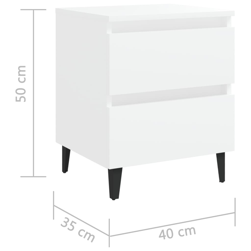 Κομοδίνο Λευκό 40 x 35 x 50 εκ. από Επεξ. Ξύλο - Pakobazaar