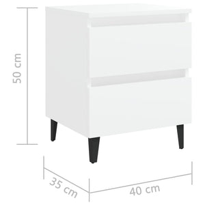 Κομοδίνα 2 τεμ. Λευκά 40 x 35 x 50 εκ. από Επεξ. Ξύλο - Pakobazaar