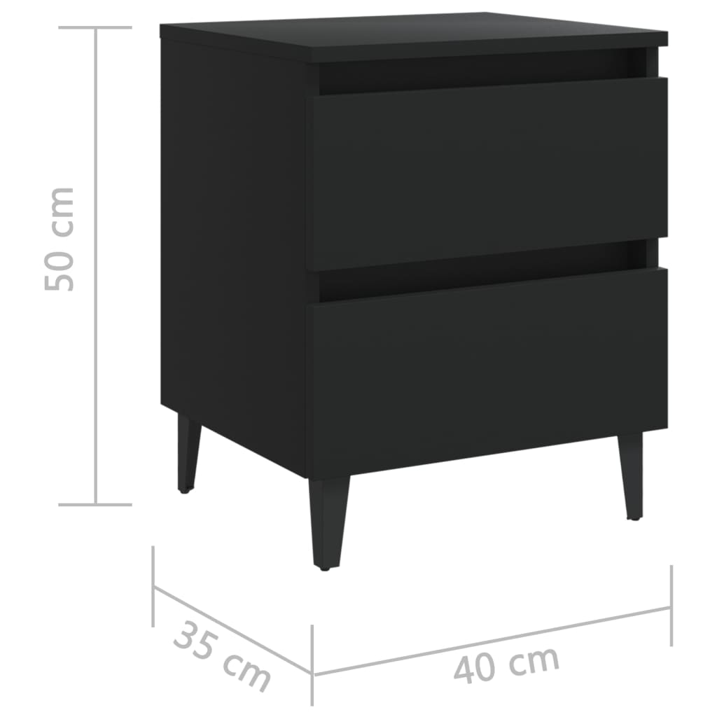 Κομοδίνο Μαύρο 40 x 35 x 50 εκ. από Επεξ. Ξύλο - Pakobazaar