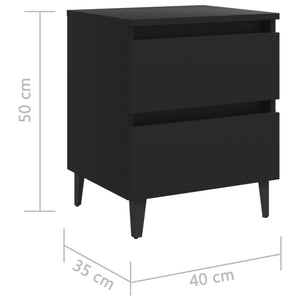 Κομοδίνο Μαύρο 40 x 35 x 50 εκ. από Επεξ. Ξύλο - Pakobazaar