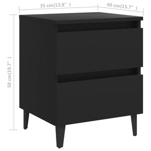 Κομοδίνα 2 τεμ. Μαύρα 40 x 35 x 50 εκ. από Επεξ. Ξύλο - Pakobazaar