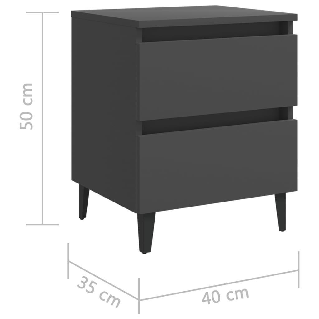 Κομοδίνο Γκρι 40 x 35 x 50 εκ. από Μοριοσανίδα