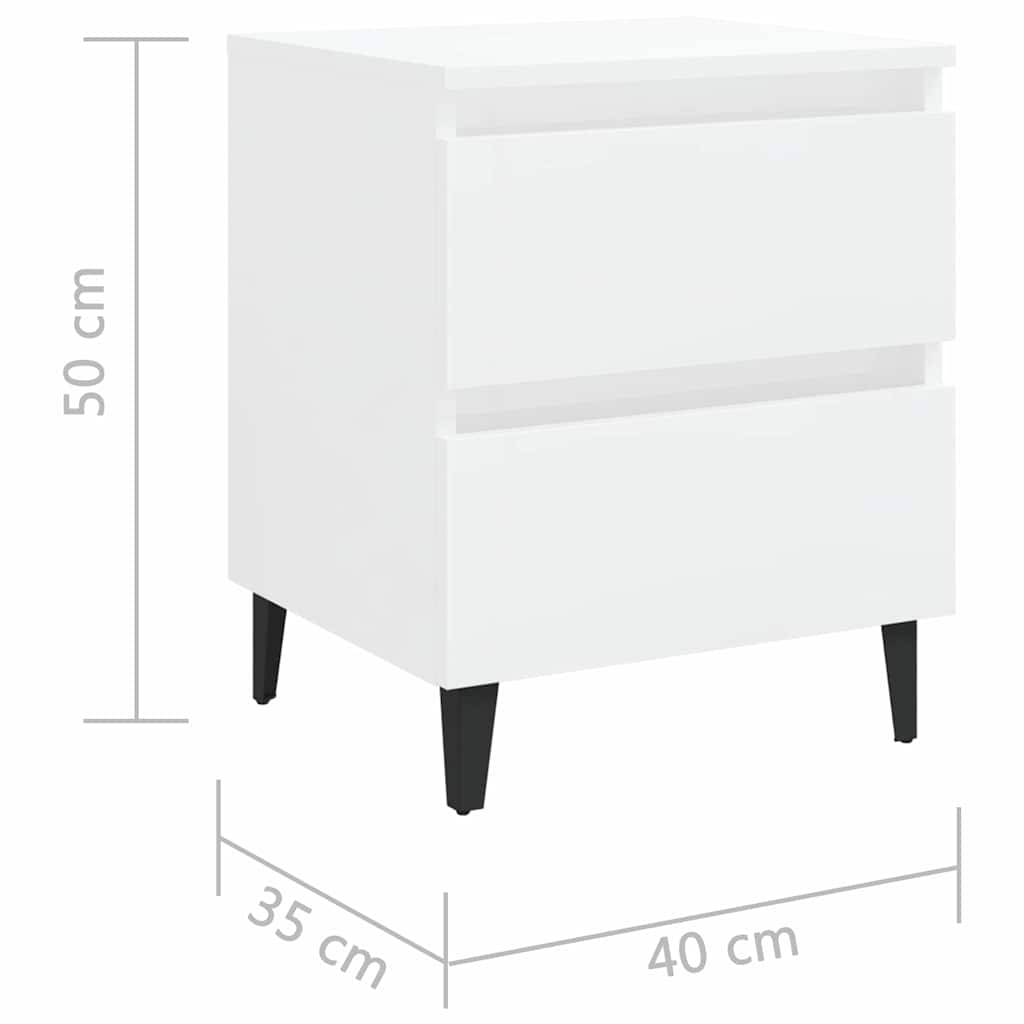 Κομοδίνα 2 τεμ. Γυαλιστερό Λευκό 40x35x50 εκ. από Επεξ. Ξύλο