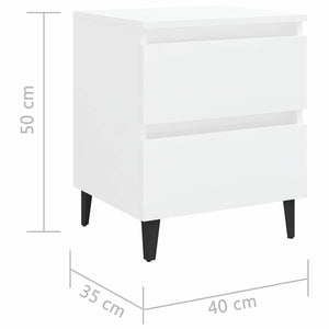 Κομοδίνα 2 τεμ. Γυαλιστερό Λευκό 40x35x50 εκ. από Επεξ. Ξύλο