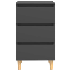 Κομοδίνο Γκρι 40 x 35 x 69 εκ. με Μασίφ Ξύλινα Πόδια