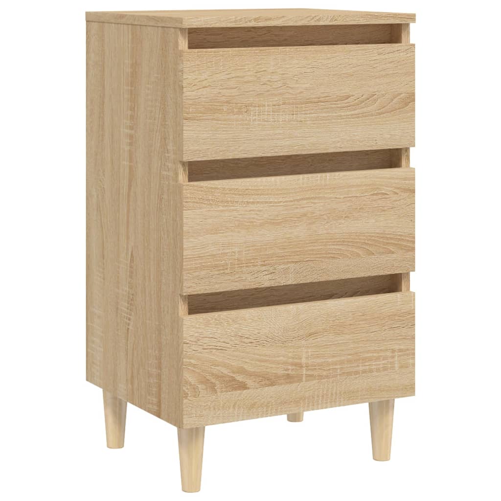 Κομοδίνα 2 τεμ. Sonoma Δρυς 40x35x69εκ. & Πόδια από Μασίφ Ξύλο