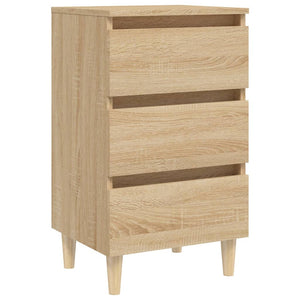 Κομοδίνα 2 τεμ. Sonoma Δρυς 40x35x69εκ. & Πόδια από Μασίφ Ξύλο