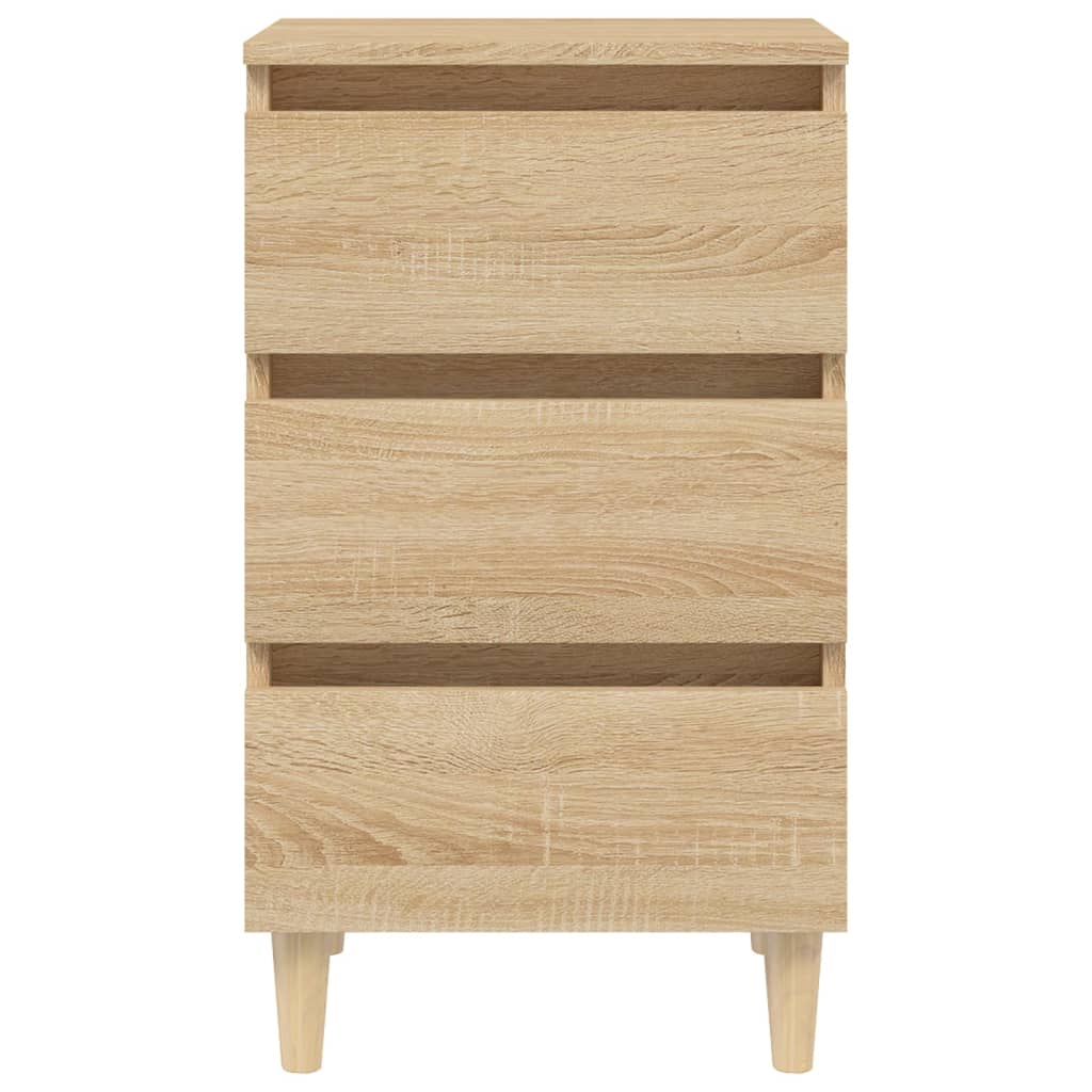 Κομοδίνα 2 τεμ. Sonoma Δρυς 40x35x69εκ. & Πόδια από Μασίφ Ξύλο