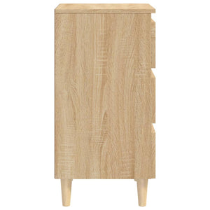 Κομοδίνα 2 τεμ. Sonoma Δρυς 40x35x69εκ. & Πόδια από Μασίφ Ξύλο