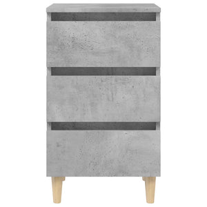 Κομοδίνο Γκρι Σκυροδέματος 40 x 35 x 69 εκ. Μασίφ Ξύλινα Πόδια