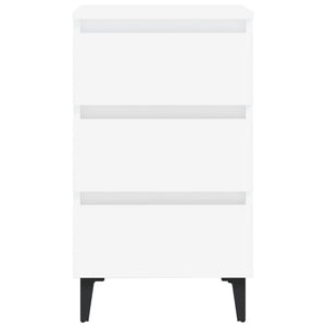 Κομοδίνο Λευκό 40 x 35 x 69 εκ. με Μεταλλικά Πόδια - Pakobazaar