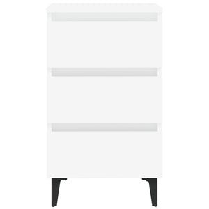 Κομοδίνα 2 τεμ. Λευκά 40 x 35 x 69 εκ. με Μεταλλικά Πόδια