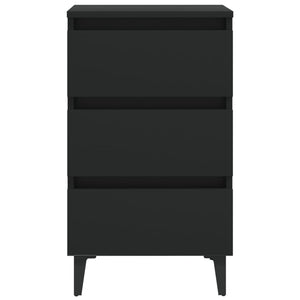 Κομοδίνo Μαύρο 40 x 35 x 69 εκ. με Μεταλλικά Πόδια