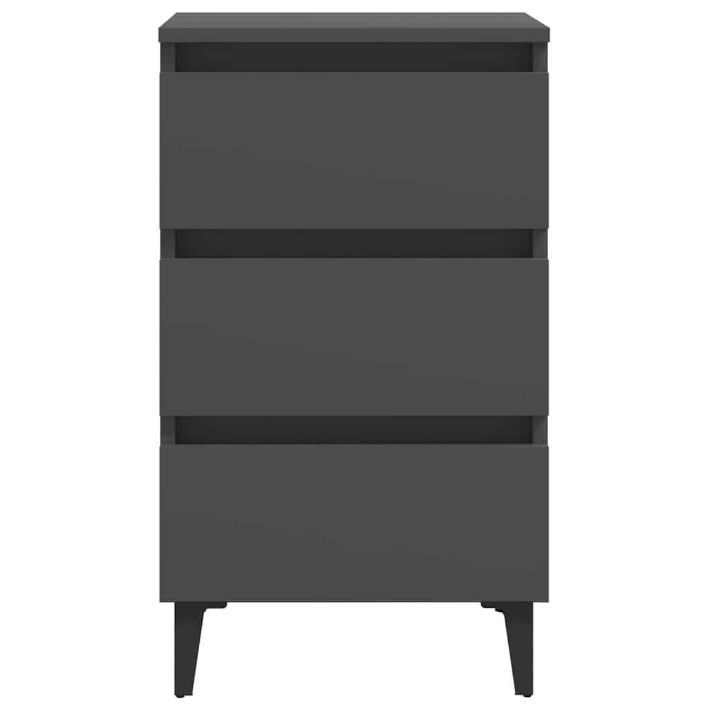 Κομοδίνo Γκρι 40 x 35 x 69 εκ. με Μεταλλικά Πόδια