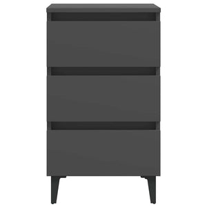 Κομοδίνo Γκρι 40 x 35 x 69 εκ. με Μεταλλικά Πόδια