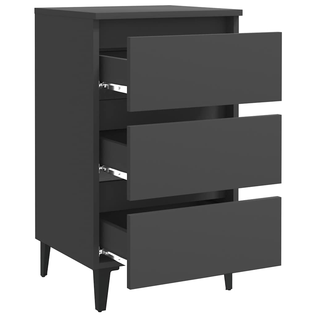 Κομοδίνo Γκρι 40 x 35 x 69 εκ. με Μεταλλικά Πόδια