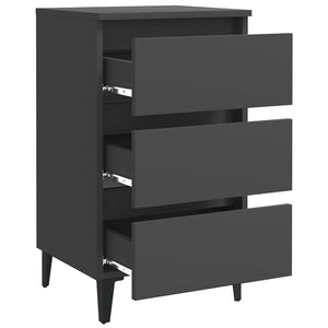 Κομοδίνo Γκρι 40 x 35 x 69 εκ. με Μεταλλικά Πόδια