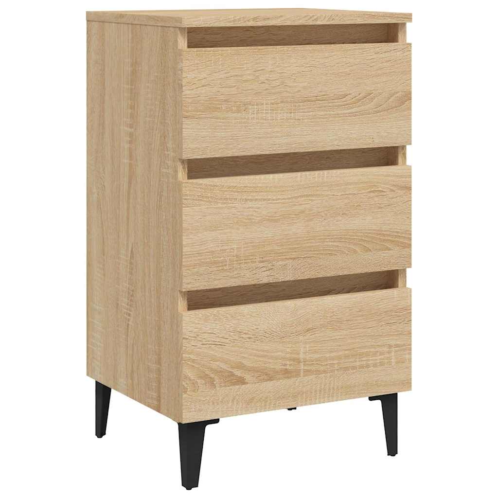 Κομοδίνα 2 τεμ. Sonoma Δρυς 40 x 35 x 69 εκ. με Μεταλλικά Πόδια