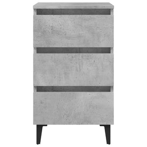 Κομοδίνo Γκρι Σκυροδέματος 40 x 35 x 69 εκ. με Μεταλλικά Πόδια