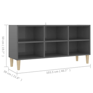 Έπιπλο Τηλεόρασης Γυαλ. Γκρι 103,5x30x50 εκ. με Πόδια από Ξύλο