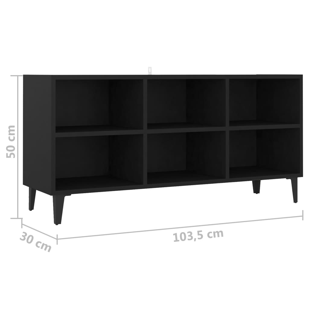 Έπιπλο Τηλεόρασης Καπνιστή Μαύρο 103,5x30x5 εκ Μεταλλικά Πόδια