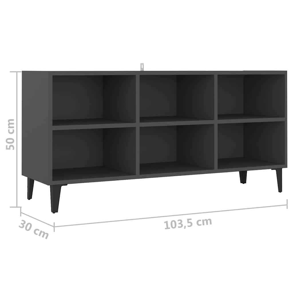 Έπιπλο Τηλεόρασης Καπνιστή Γκρι 69,5x30x50 εκ Μεταλλικά Πόδια