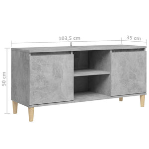 Έπιπλο Τηλεόρασης Γκρι Σκυρ. 103,5x30x50εκ & Μασίφ Ξύλινα Πόδια