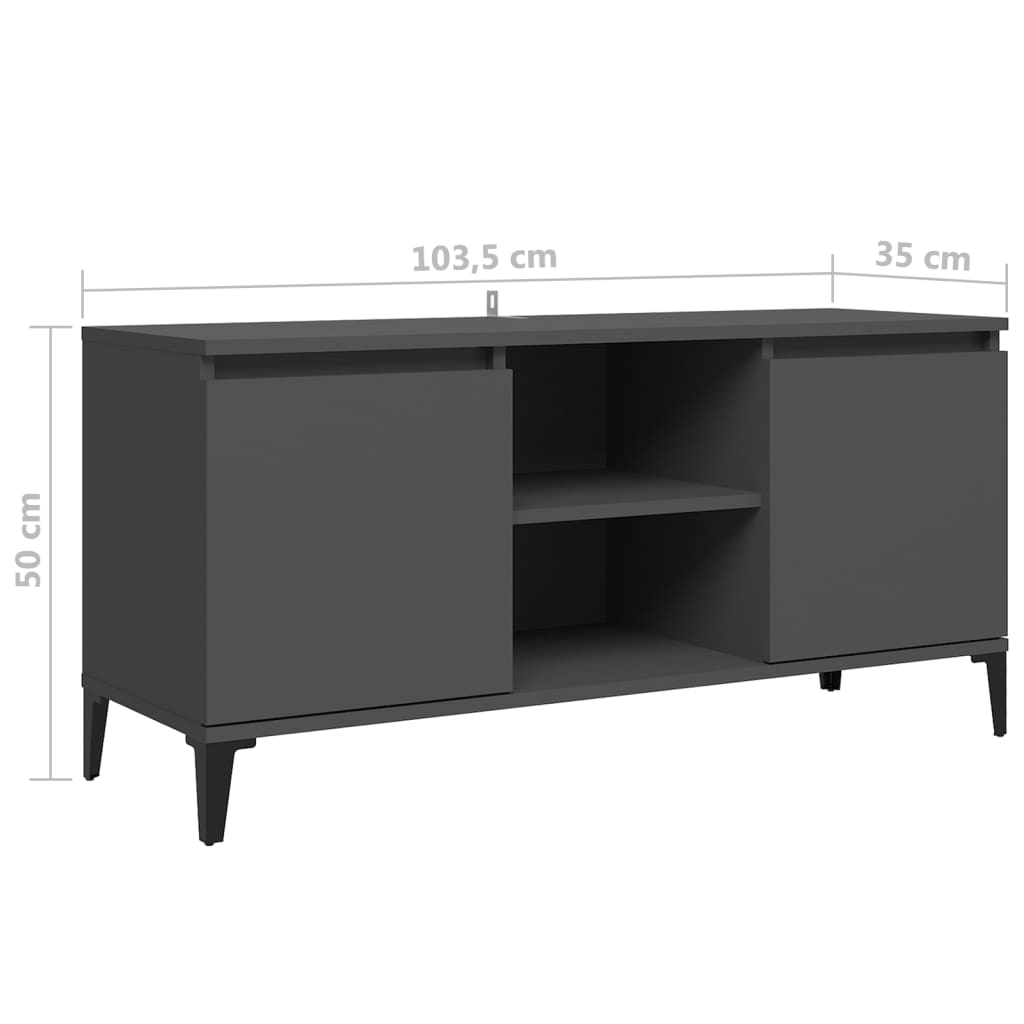 Έπιπλο Τηλεόρασης Γκρι 103,5x35x50 εκ. με Μεταλλικά Πόδια