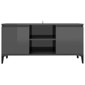 Έπιπλο Τηλεόρασης Γυαλ. Γκρι 103,5x35x50 εκ. με Μεταλλικά Πόδια