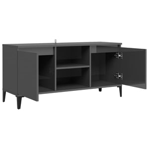 Έπιπλο Τηλεόρασης Γυαλ. Γκρι 103,5x35x50 εκ. με Μεταλλικά Πόδια