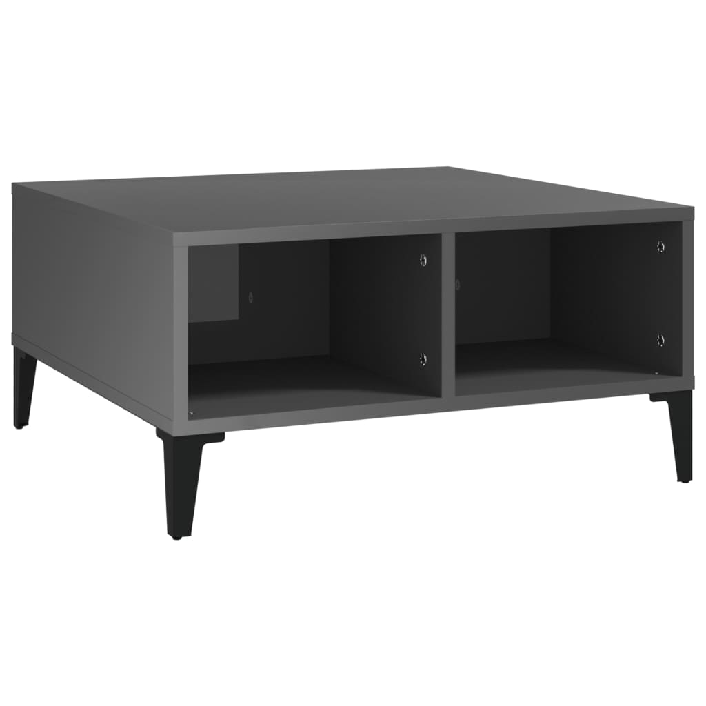 Τραπεζάκι Σαλονιού Γυαλιστερό Γκρι 60 x 60 x 30 εκ. Επεξ. Ξύλο