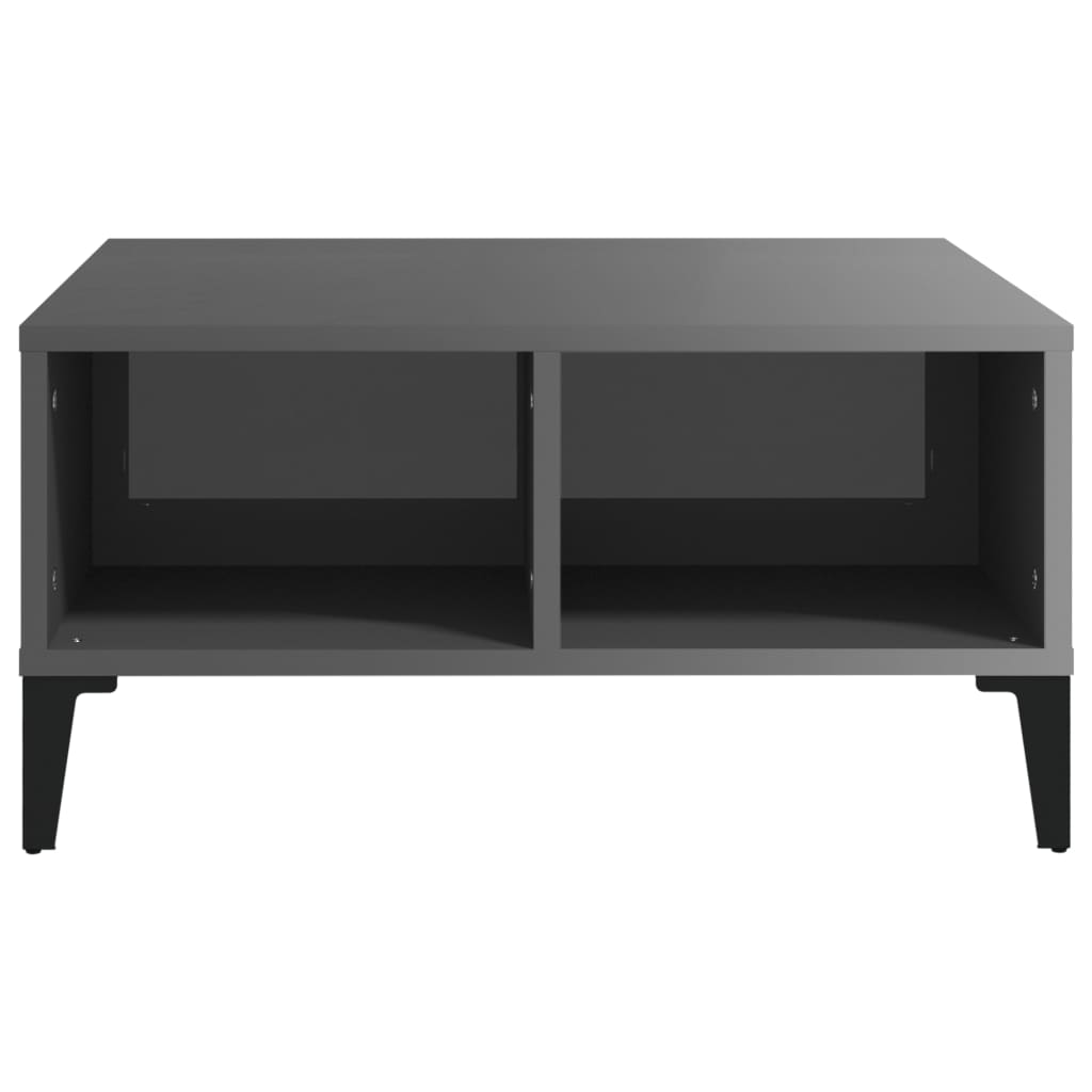 Τραπεζάκι Σαλονιού Γυαλιστερό Γκρι 60 x 60 x 30 εκ. Επεξ. Ξύλο