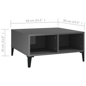 Τραπεζάκι Σαλονιού Γυαλιστερό Γκρι 60 x 60 x 30 εκ. Επεξ. Ξύλο