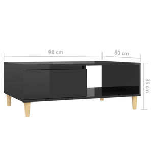 Τραπεζάκι Σαλονιού Γυαλιστερό Μαύρο 90x60x35 εκ. Επεξ. Ξύλο